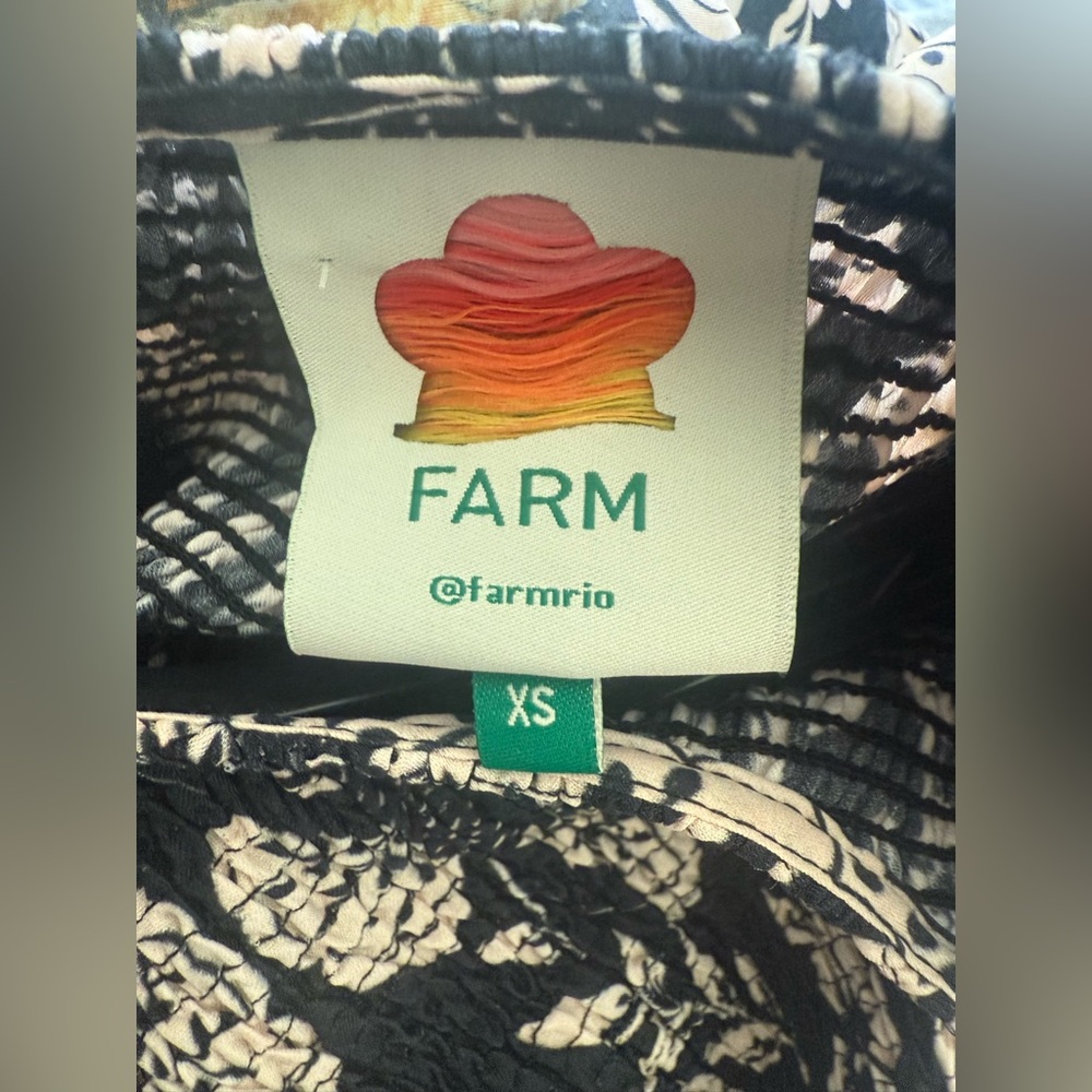 Farm Rio Graphic Tiered Puff Sleeves Maxi Dress Size XS - Picture 4 of 5